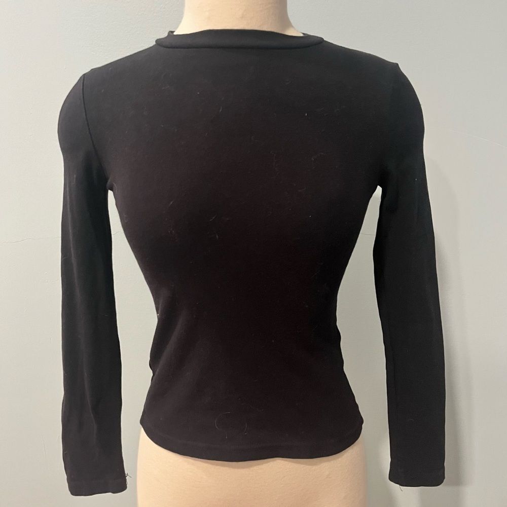 Oak + Fort Black Knit 3/4 Sleeve Shirt Size XS